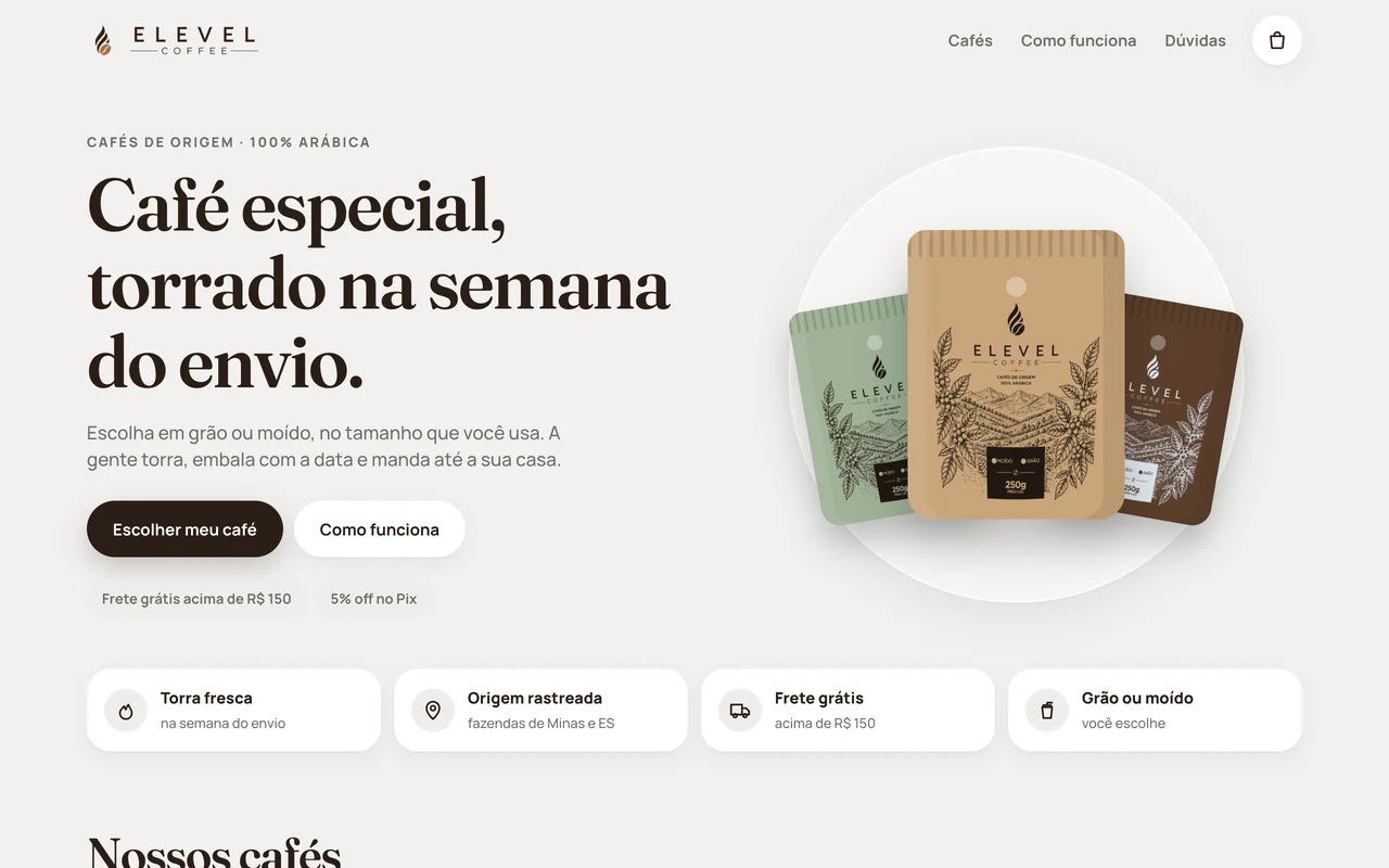 Landing page no computador